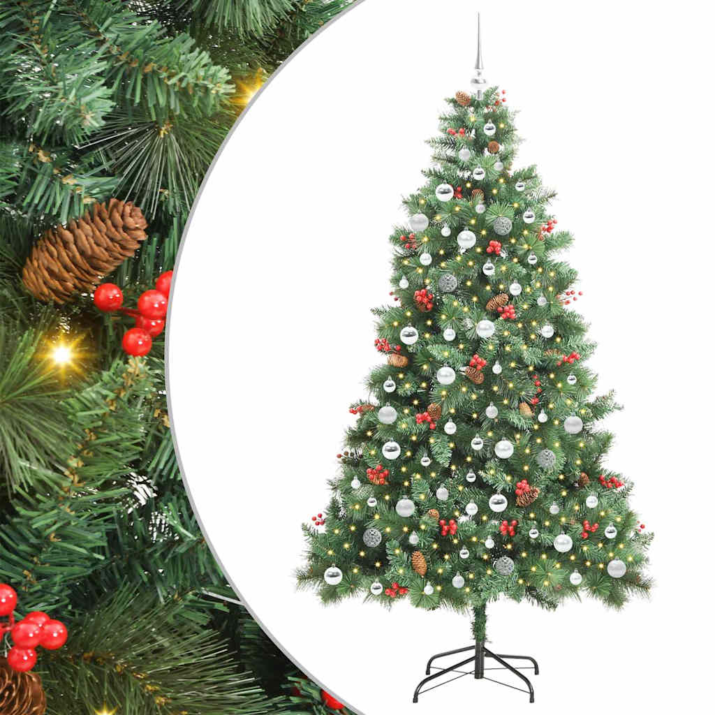 vidaXL Árbol de Navidad artificial 300 LED Blanco Cálido PVC y Metal