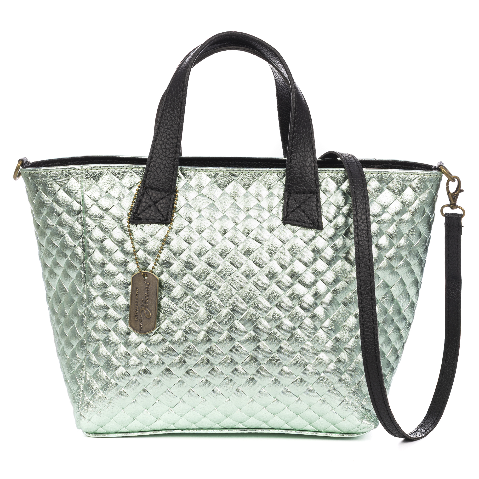 FIRENZE ARTEGIANI Cassandra bolso tote mujer. Piel auténtica Gamuza, animal print leopardo, lacado brillante. Fabricado en Italia 35x15x23 Cm. Color: Leopardo