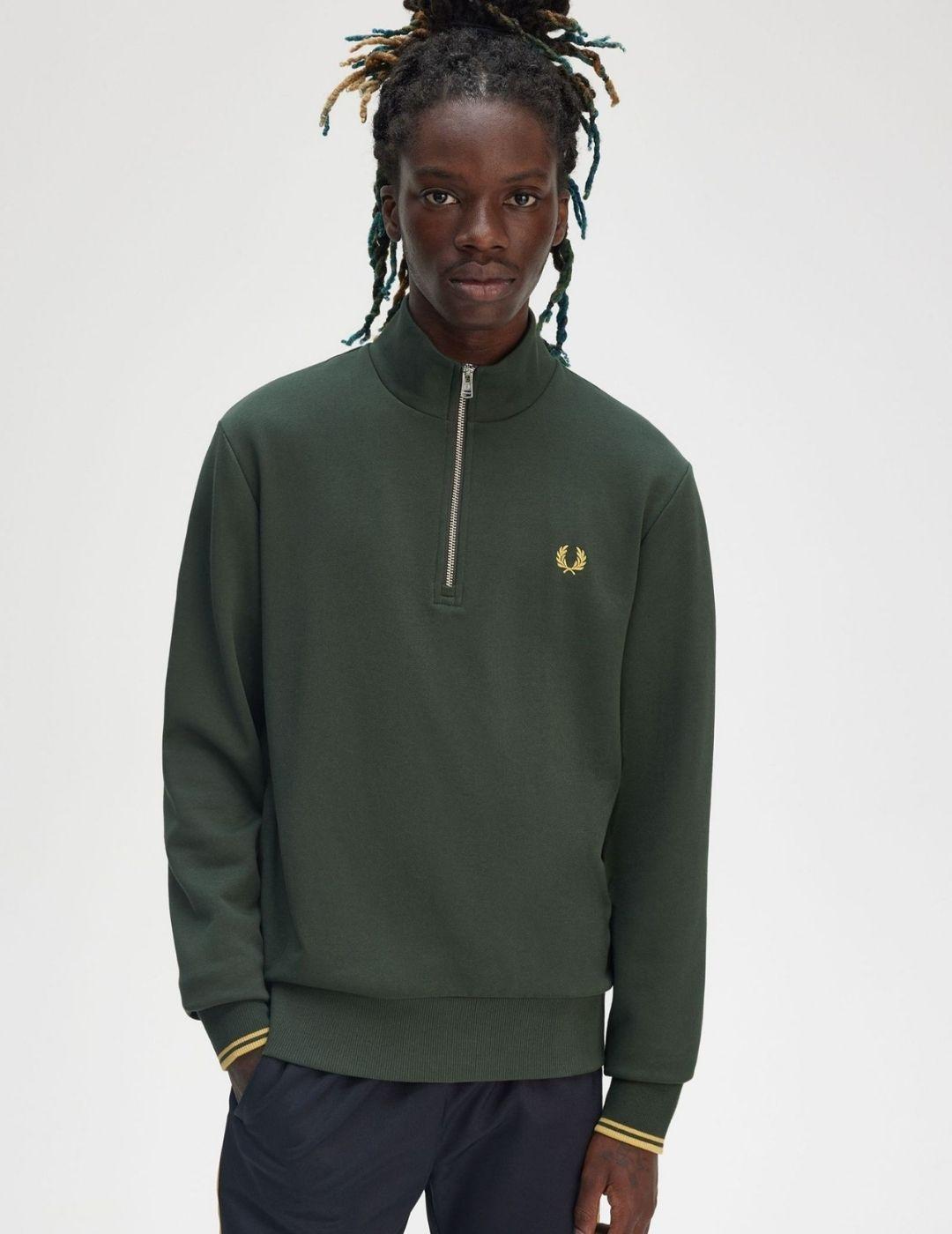 Sudadera Fred Perry Half Zip Verde hombre
