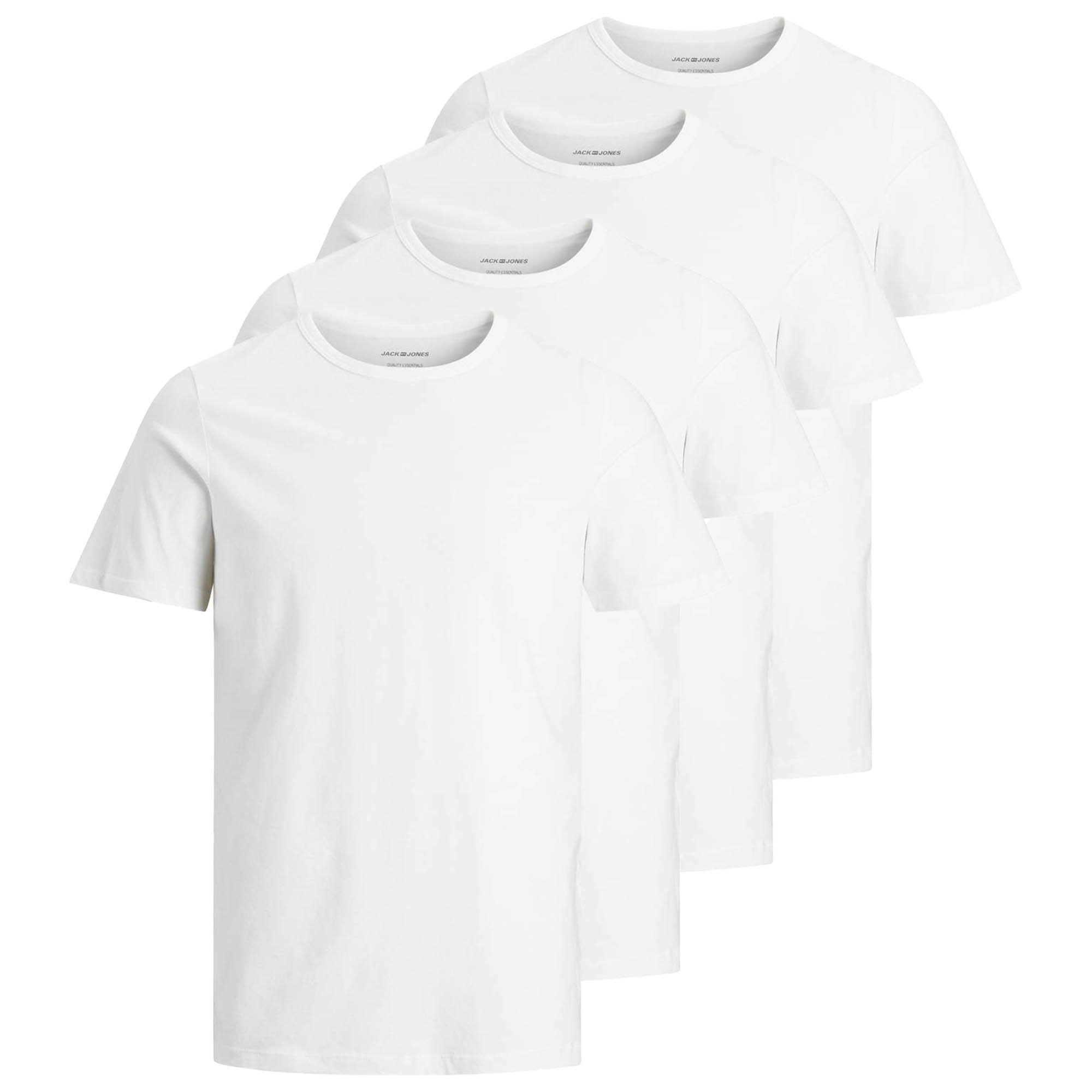 Jack & Jones Camiseta para Hombre, Pack de 4 - JACBASIC CREW NECK TEE, Manga corta, lisa, algodón JACBASIC CREW NECK TEE 2PK