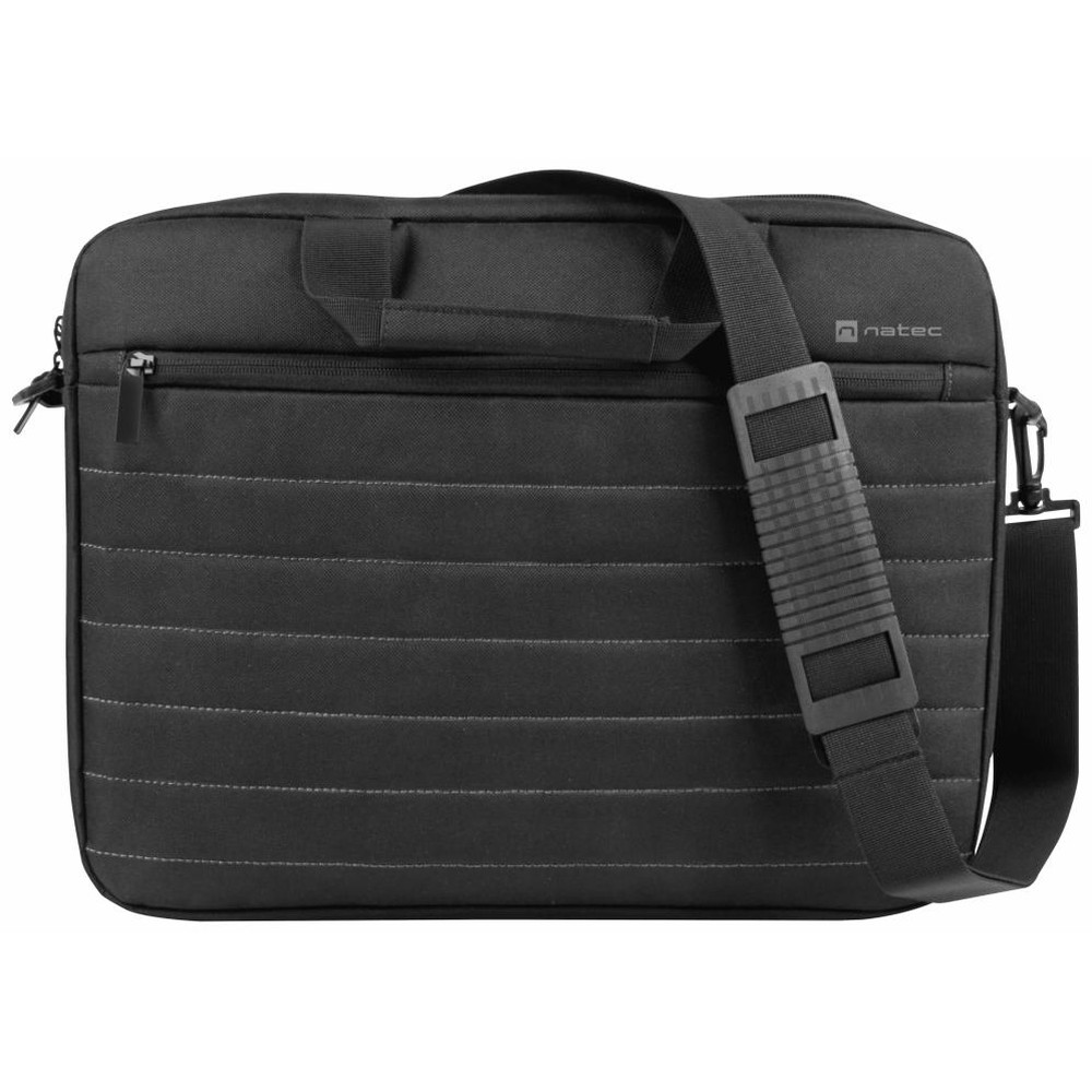 NATEC - Maletín para portátil Taruca 35.8 cm (14.1\") con asa y tirante ajustable, negro, ideal para uso diario