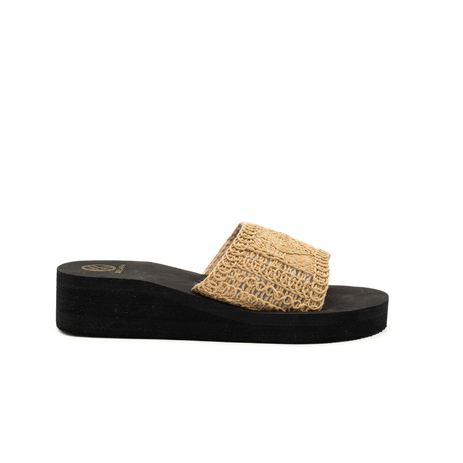 Kelara K62404 Sandalias de cuña de mujer con tira ancha trenzada