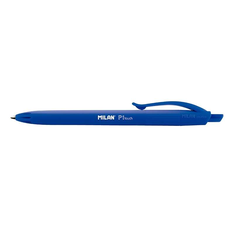 Milan p1 touch boligrafo de bola retractil - punta redonda 1mm - tinta con base de aceite - escritura suave - 1.200m de escritura - color azul (25 uds)