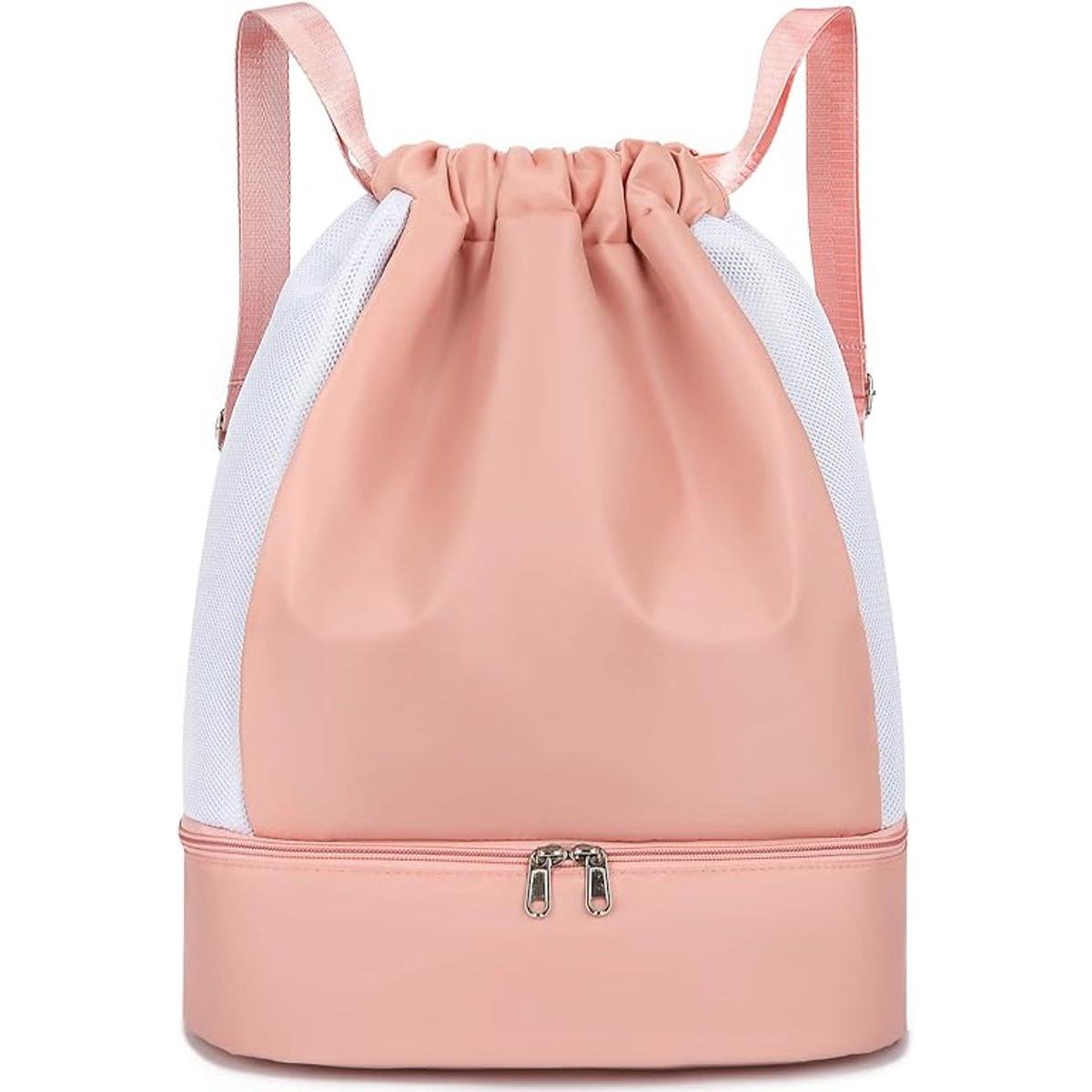 Bolsa con cordón - Mochila impermeable, bolsa deportiva - Con compartimento para zapatos y bolsillo para ropa mojada - Ajustable para hombres y mujeres - Bolsa ultraligera con cordón - Bolsa deportiva - Para deportes, escuela, viajes, natación