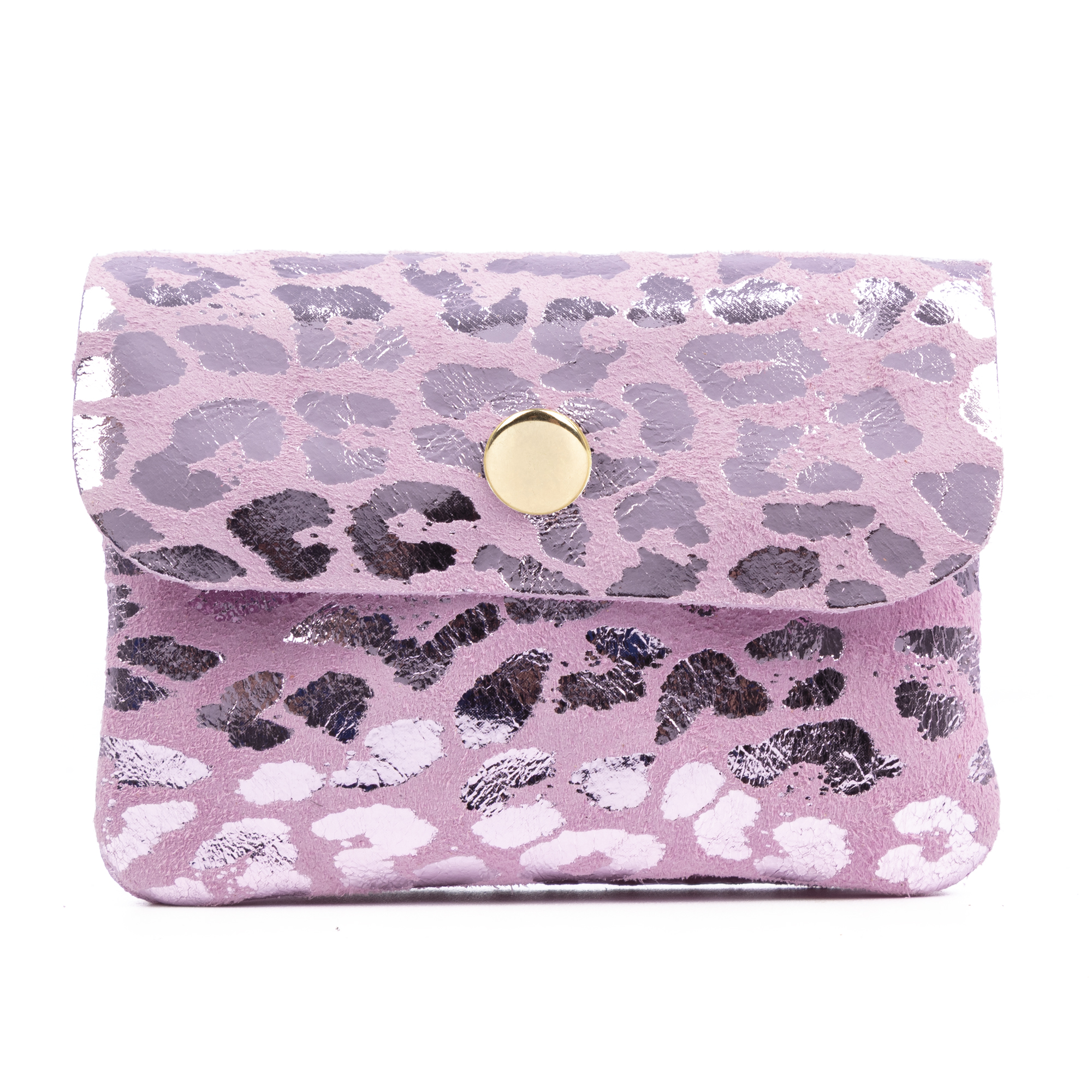 FIRENZE ARTEGIANI Alpignano monedero mujer. Piel auténtica Gamuza, diseño animal print leopardo, lacada brillante. 11x2x8cm.