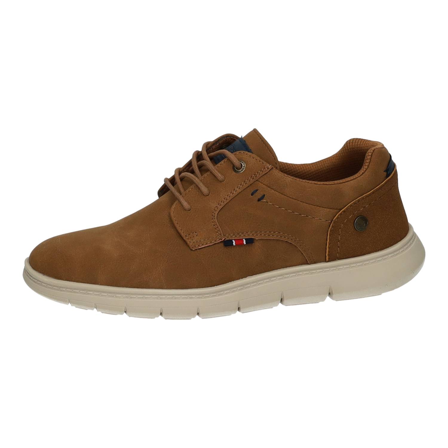 Zapatos Cordón marca REFRESH para hombre en color camel. Calzado Casual con Cordones, Plantilla Extraíble, Suela Ligera y Flexible, Acabado Efecto Piel