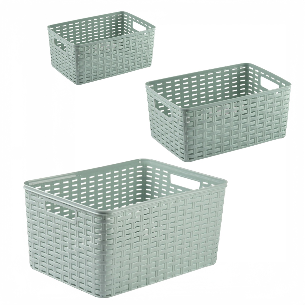 ZYLX SHOPPING – Set 3 Cestas Organizadoras Estilo Ratán | 6 Colores | Capacidad 6L + 10L + 18L | Multiusos para Cocina, Baño y Oficina