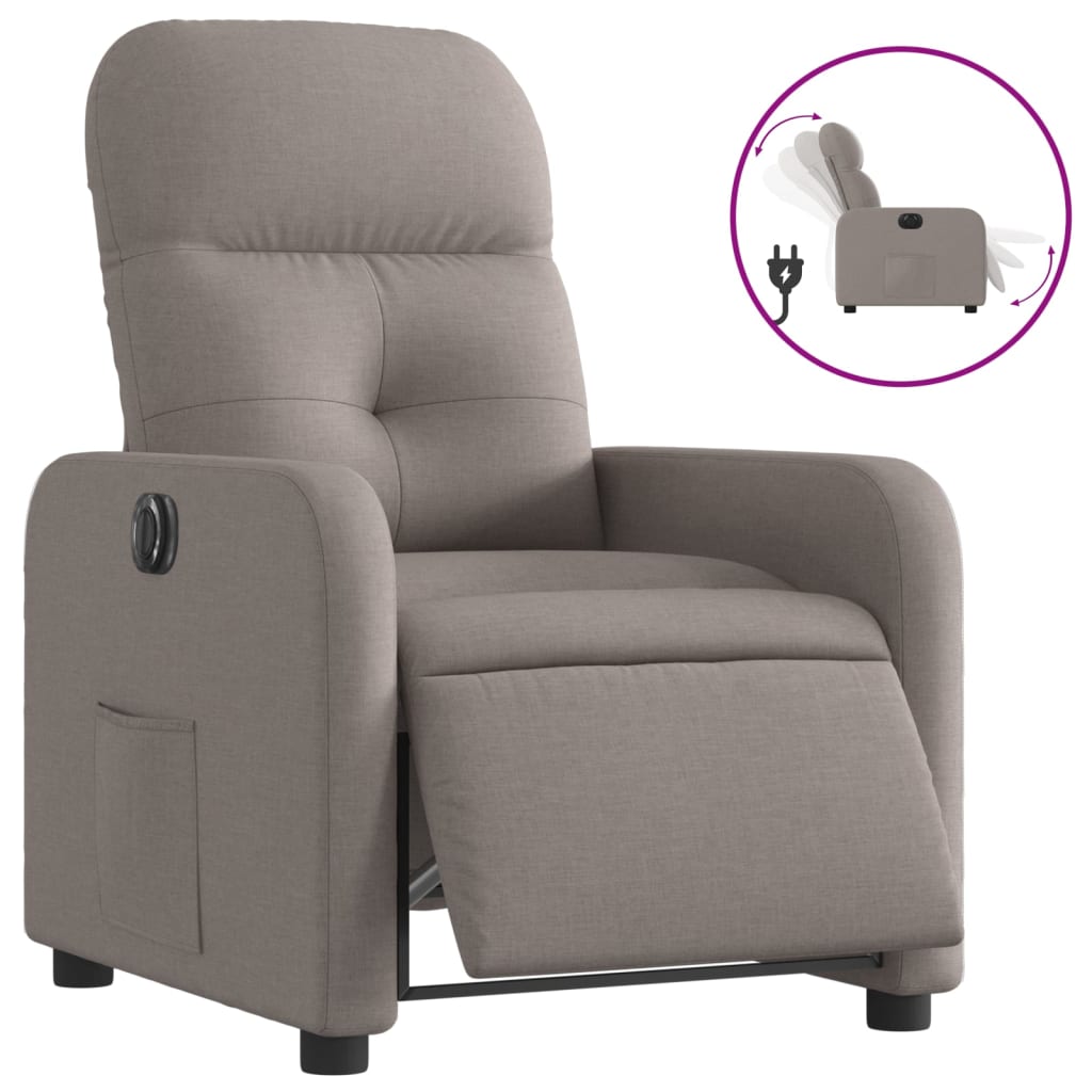 Vidaxl Sillón Reclinable Eléctrico de Tela Gris Claro
