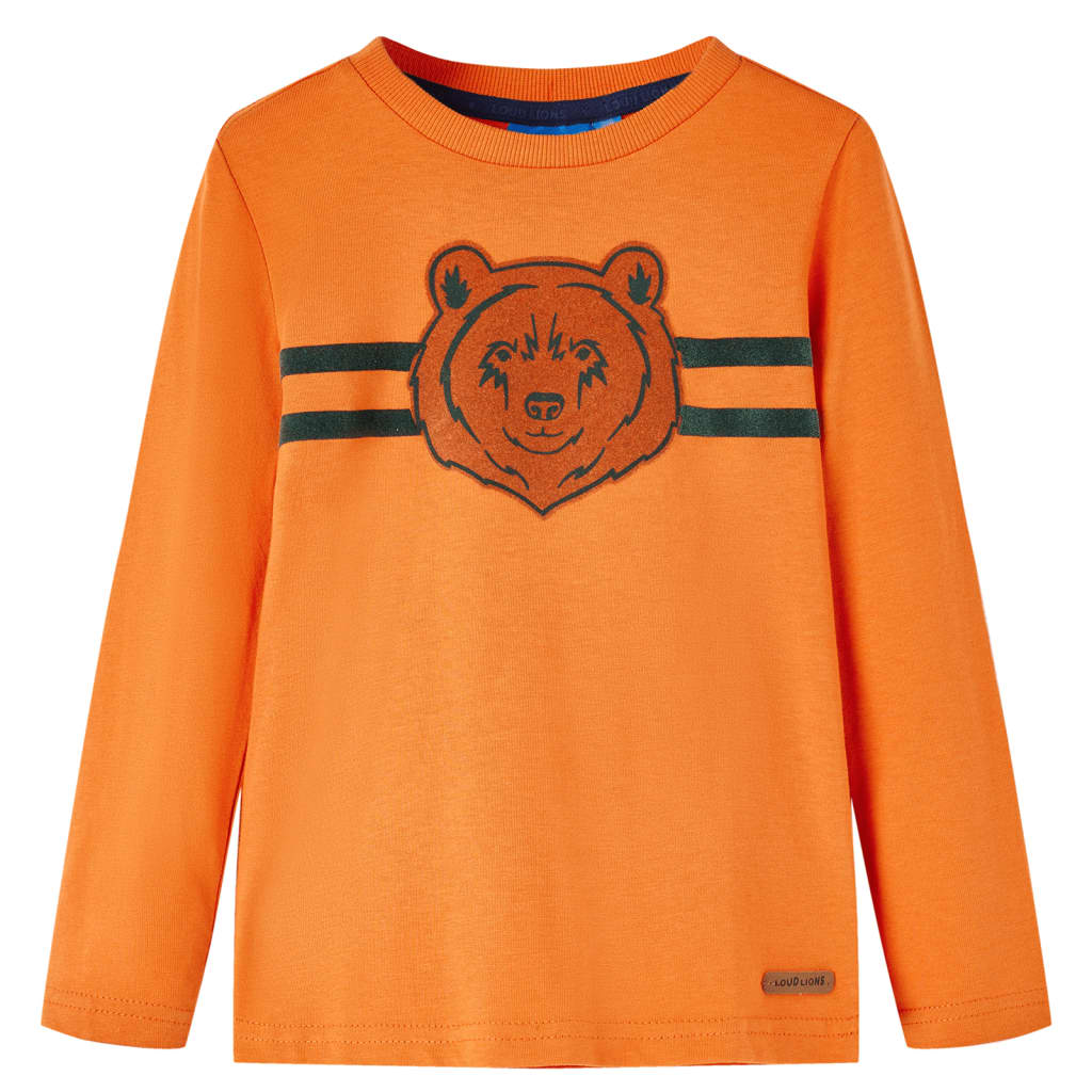 Camiseta infantil de manga larga 104 en color Azul marino/orange