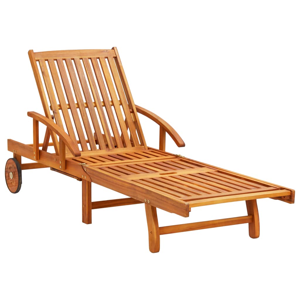 Vidaxl Tumbona de Jardín de Madera Maciza de Acacia con Cojín - Antracita