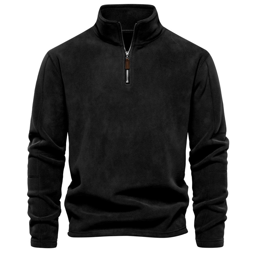 TK Nuevo estilo de otoño e invierno para hombre, sudadera de manga larga con media cremallera y cuello alto, cuello alto, top de forro polar para hombre moderno y versátil