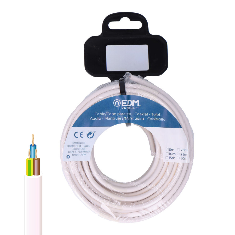 CARRETE MANGUERA TUBULAR 3x2,5mm BLANCA 25m