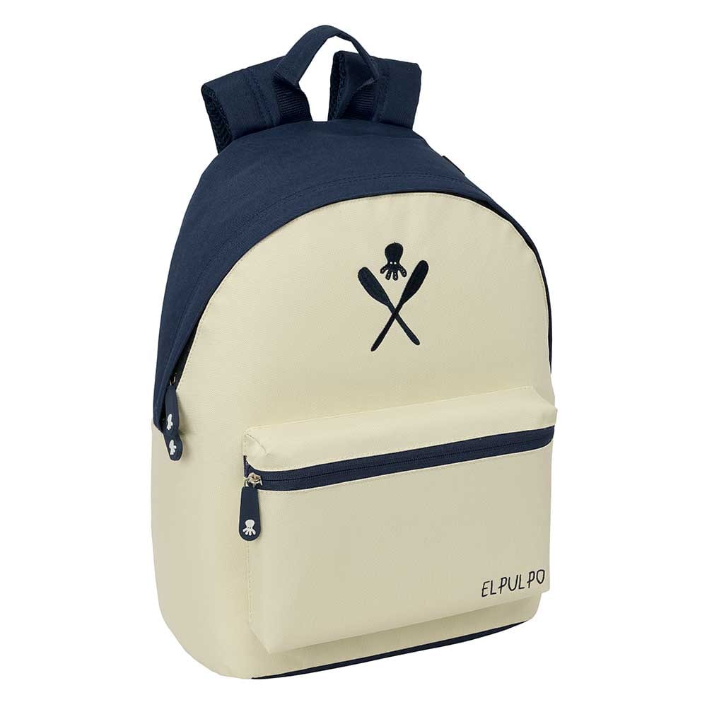 SAFTA | Mochilas Escolares Doble El Pulpo para Portátil y Tablet Compartimento Antirrobo Trasero Acolchado, Doble Tirador en Cremallera Principal, Bolsillo Frontal con Cremallera, Asa Superior, Marino