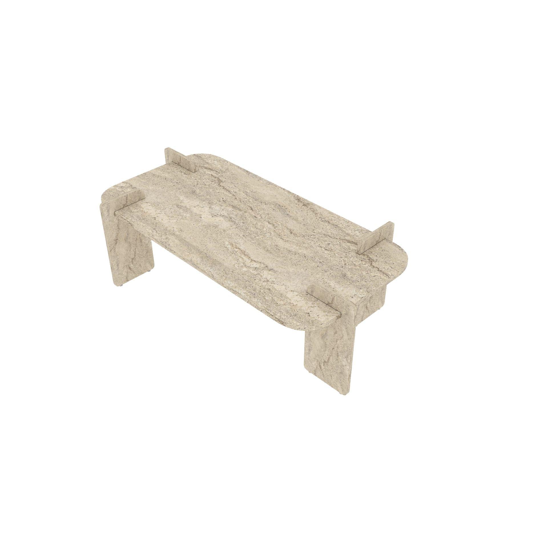 Habitat y Jardin - Mesa de centro de madera <<Lovge>> 120 x 60 x 35 cm - Travertino