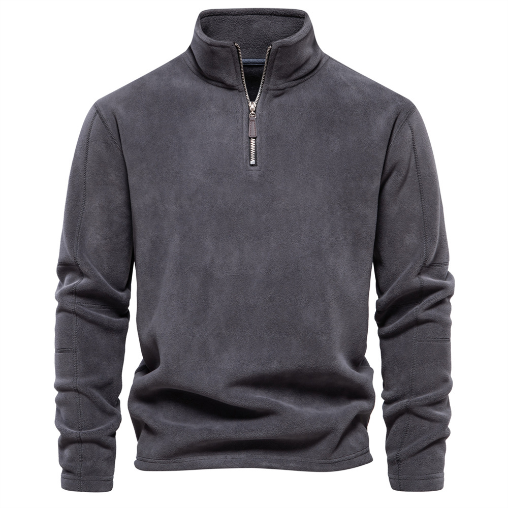 TK Nuevo estilo de otoño e invierno para hombre, sudadera de manga larga con media cremallera y cuello alto, cuello alto, top de forro polar para hombre moderno y versátil