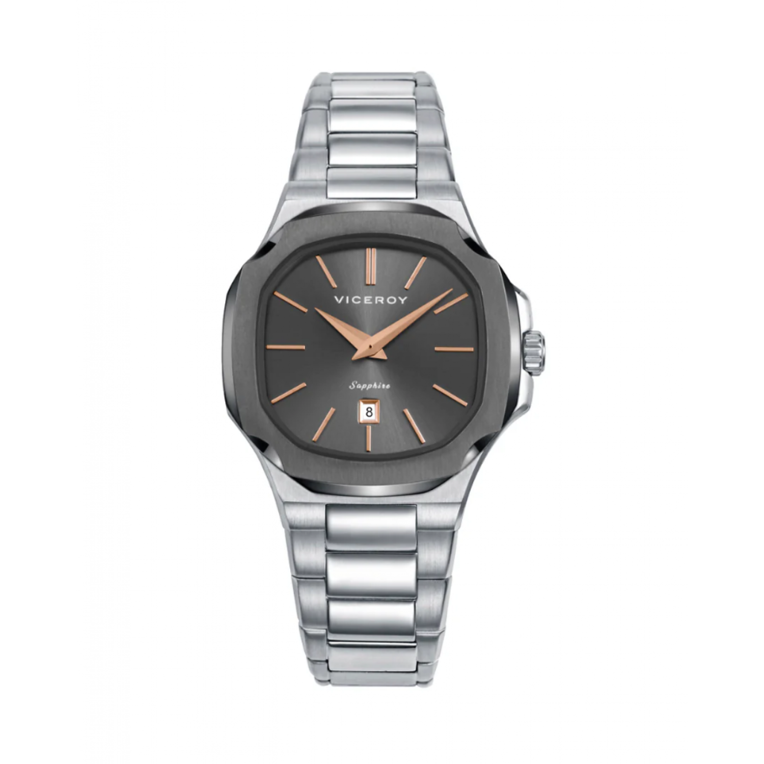Viceroy Reloj caja bitono de acero e Ip gris 10 Atm, brazalete de acero movimiento cuarzo, colección Laura Escanes