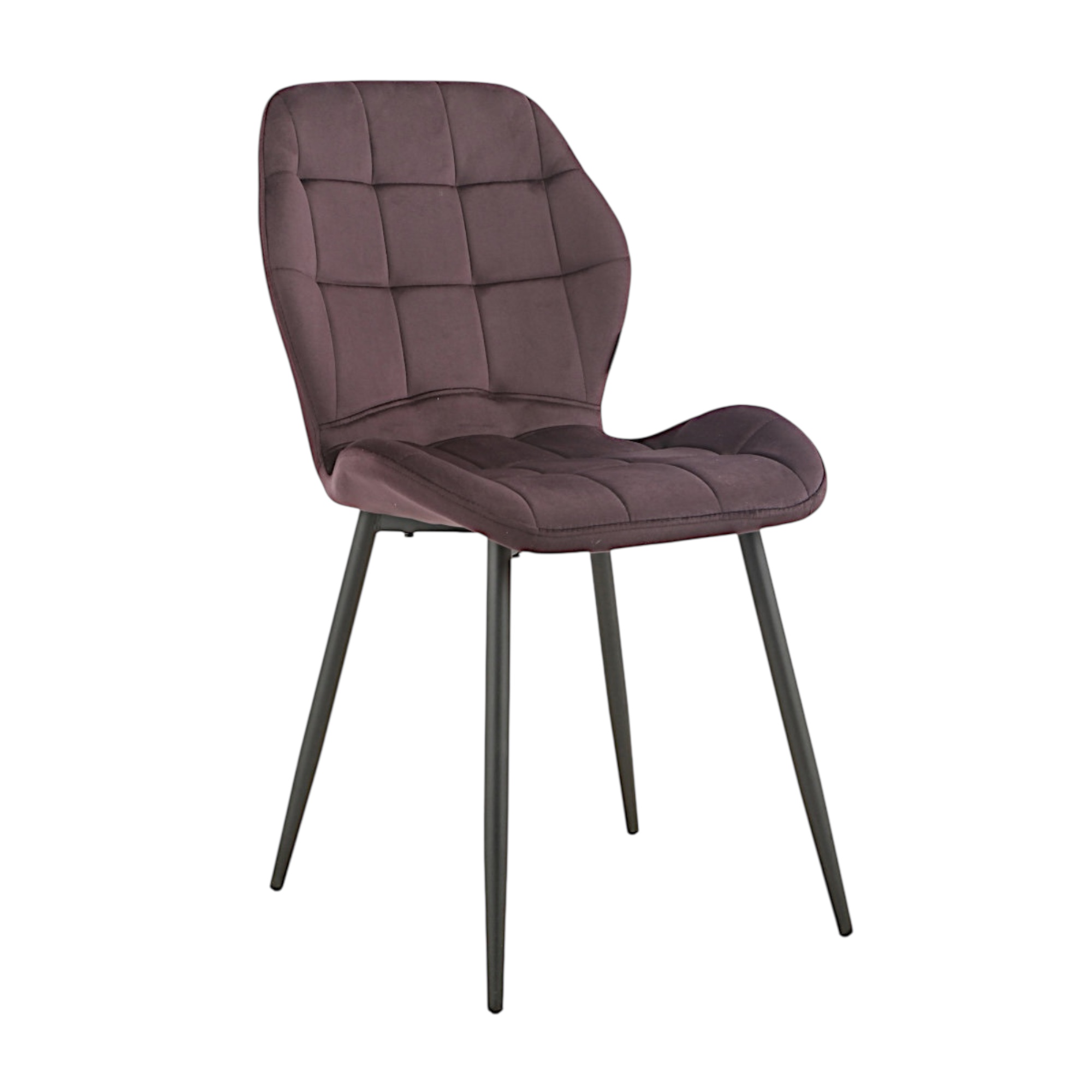 Minimal DECO Silla de comedor terciopelo acolchado diseño cuadros marrón oscuro con patas blancas, negras o doradas – moderno elegante, 59 x 47 x 86 cm