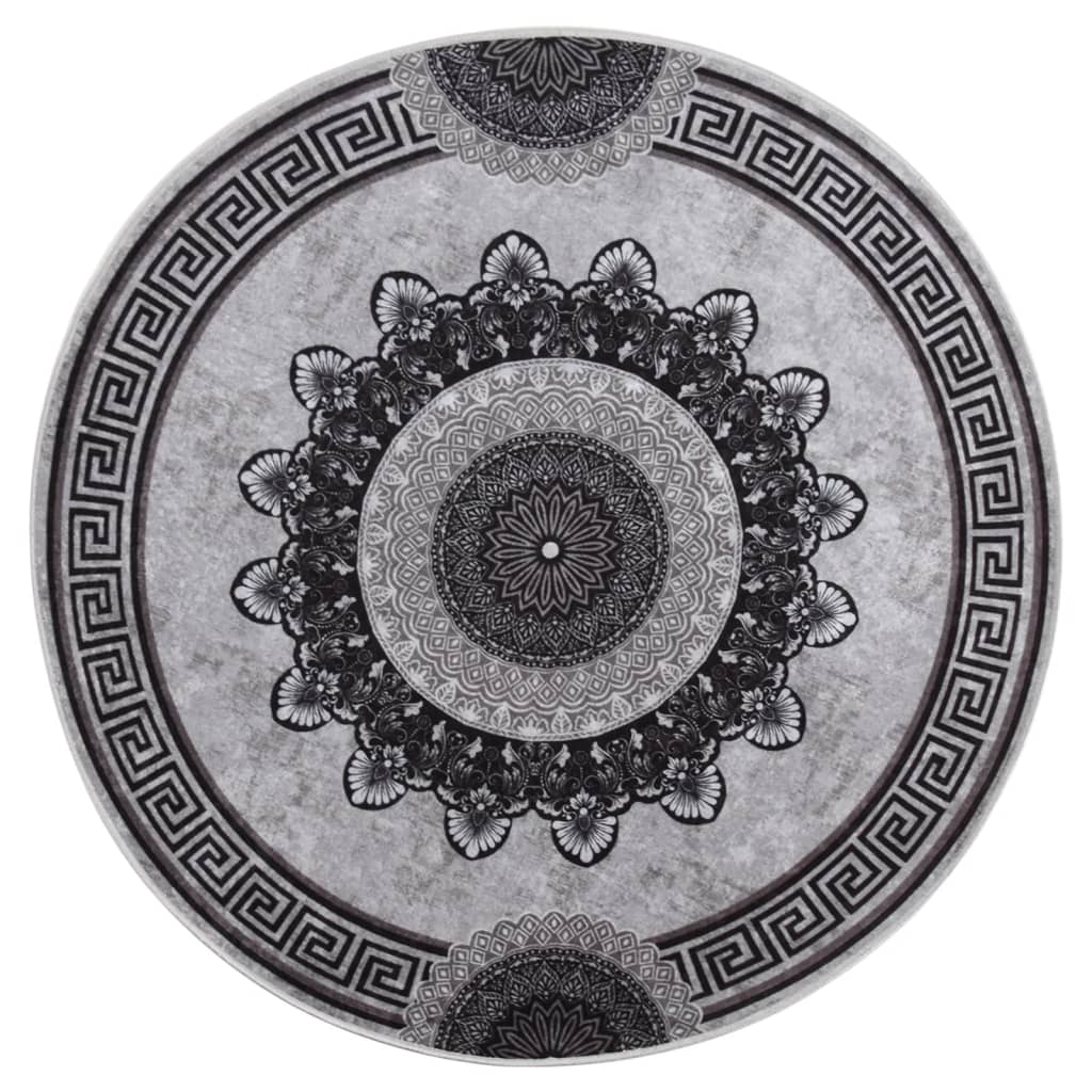 Vidaxl Alfombra Lavable Antideslizante Multicolor φ120 Cm - Gris y Dorado