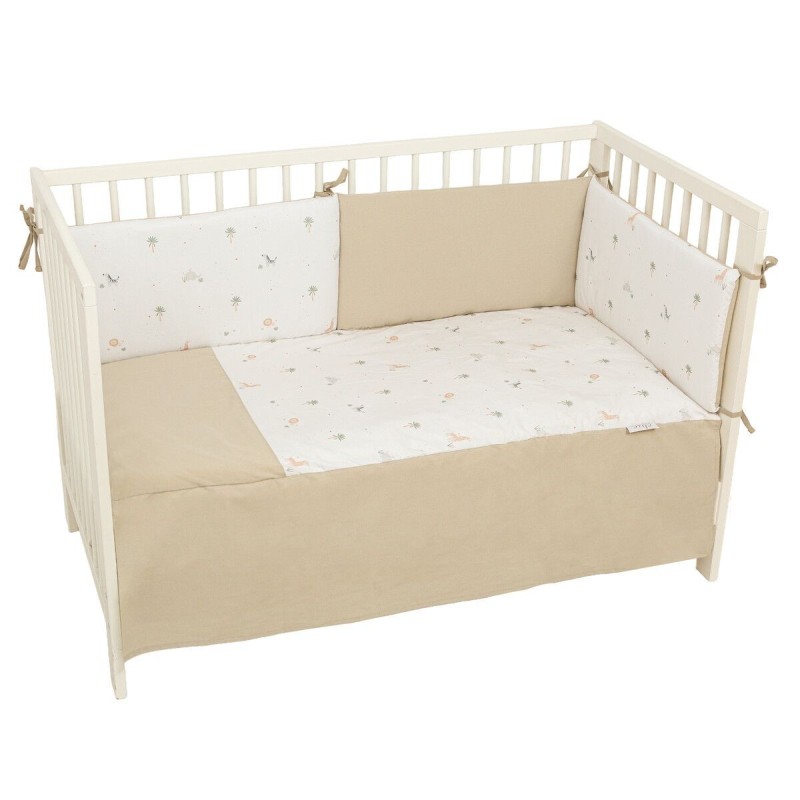 Bimbi Dreams - Edredón con protector cuna 60x120 colección Palm blanco y verde, tejido certificado OEKO-TEX fabricado en España