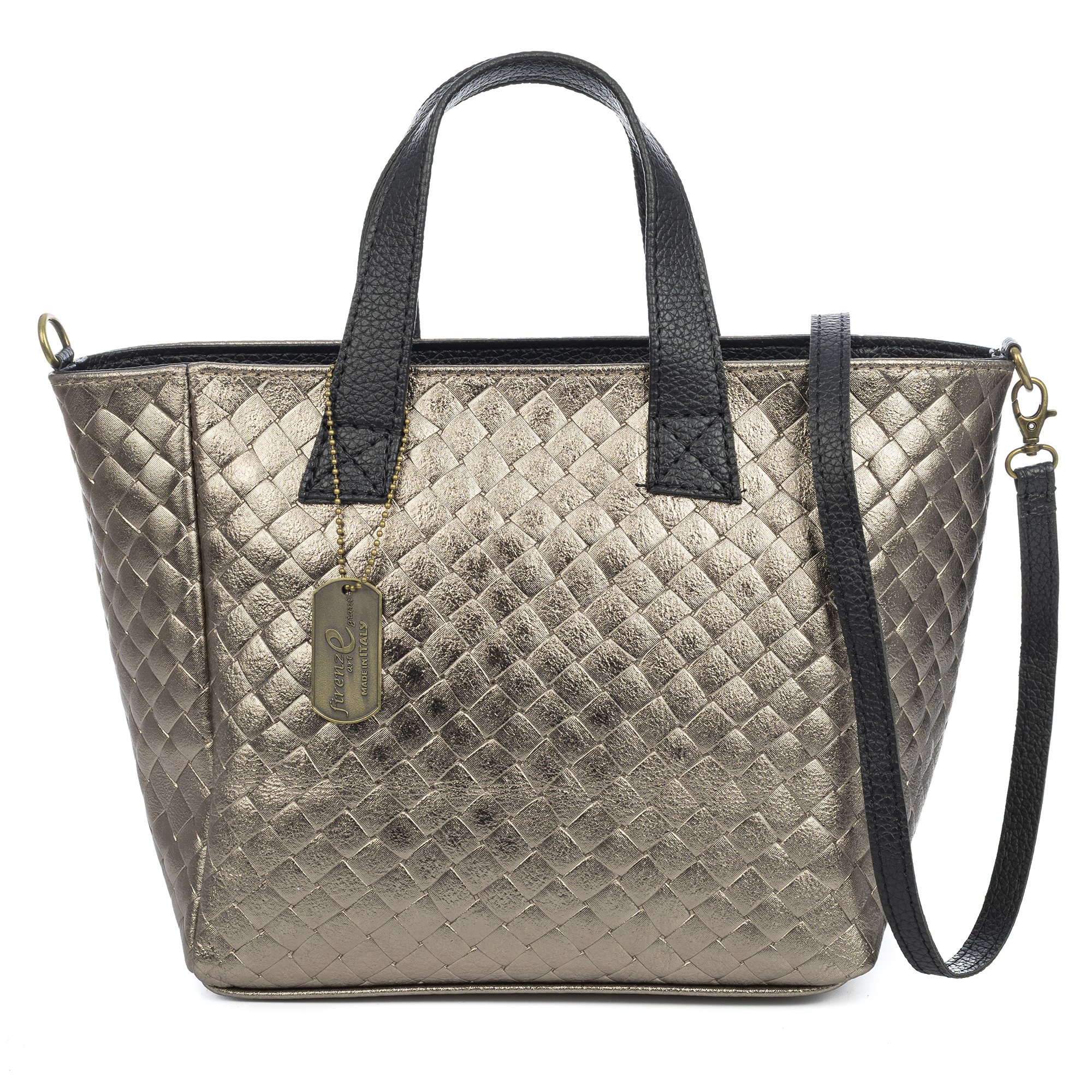 FIRENZE ARTEGIANI Cassandra bolso tote mujer. Piel auténtica Gamuza, animal print leopardo, lacado brillante. Fabricado en Italia 35x15x23 Cm. Color: Leopardo
