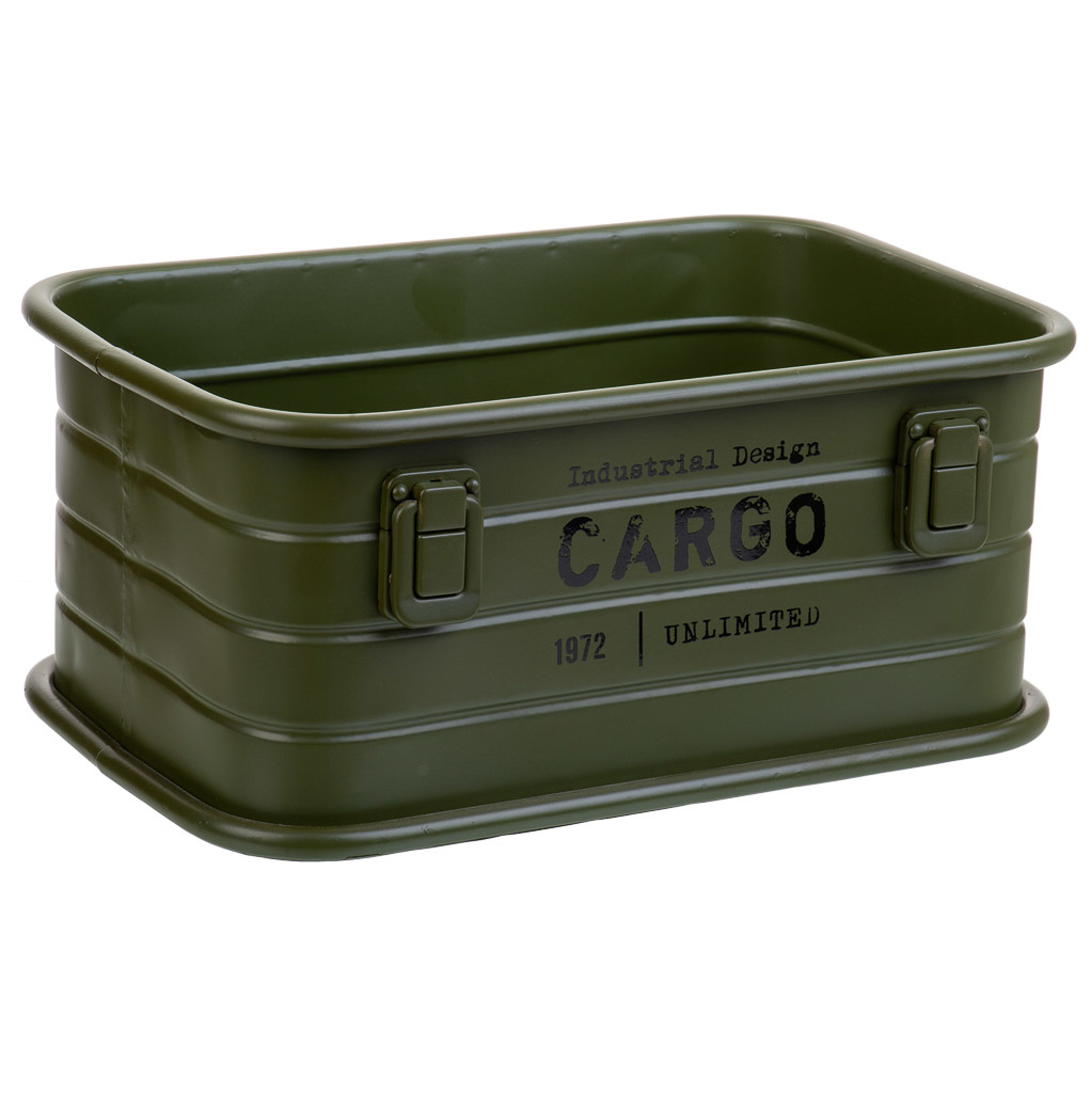 Cesto rectangular de metal impreso verde Medidas: 21x14x32cm