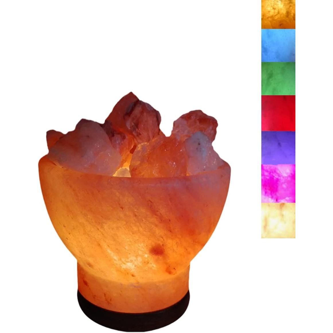 PLUSHOME Lámparas de Sal del Himalaya Naturales Alta Calidad con USB y Base de Madera