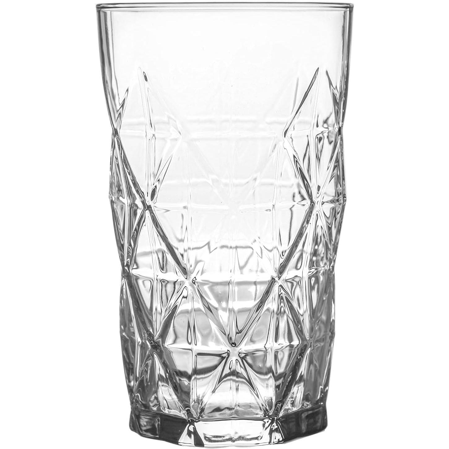 C.A | Set 6 Vasos Highball Keops | Vidrio Tallado | Estilo Vintage Art Déco | Para Cócteles