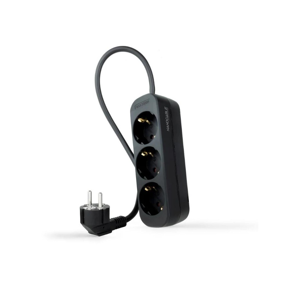 Nanocable Regleta de Enchufes 3 Tomas 1.4 m Negro