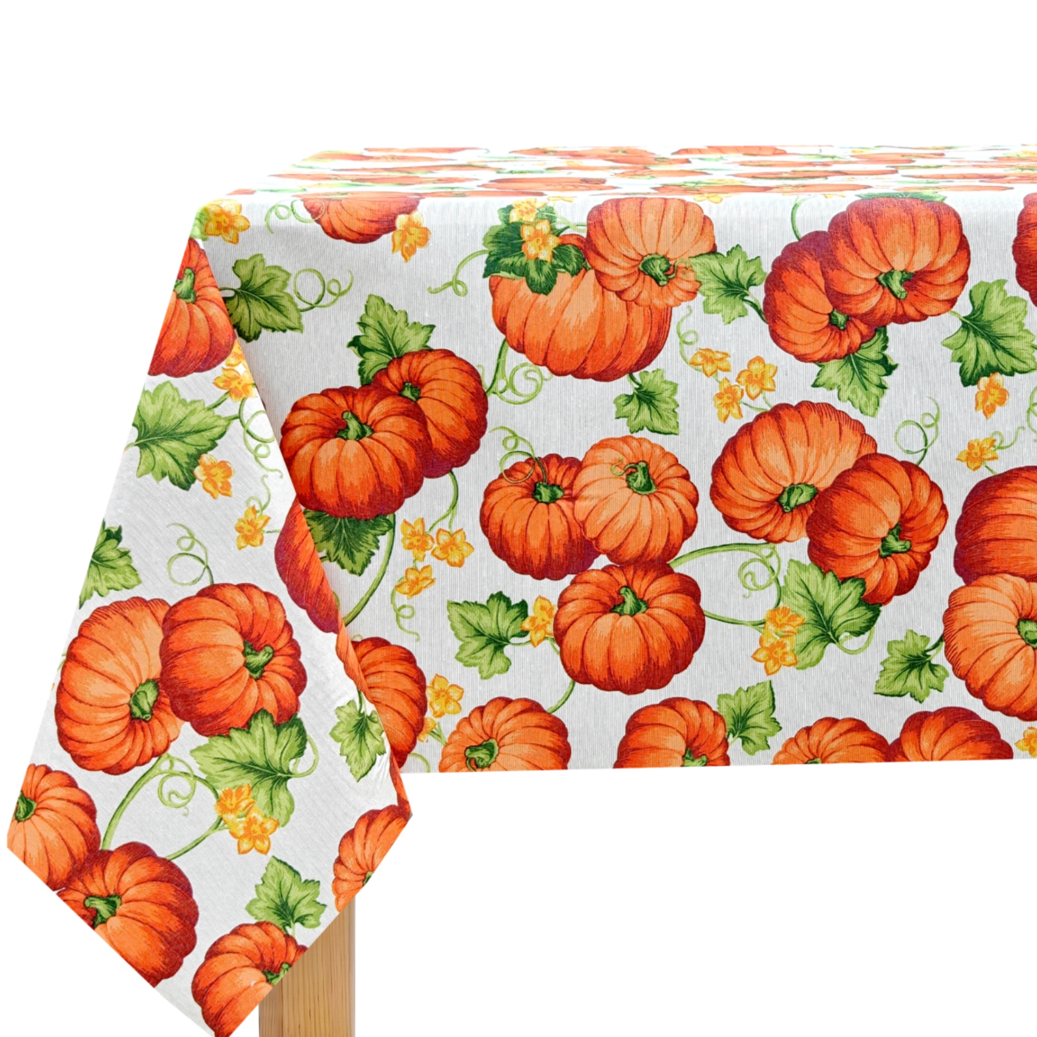 Mantel de Tela Resinada Antimanchas para Mesa Rectangular, Diseño de Calabazas de Halloween, Decoración de Otoño para Cocina y Comedor