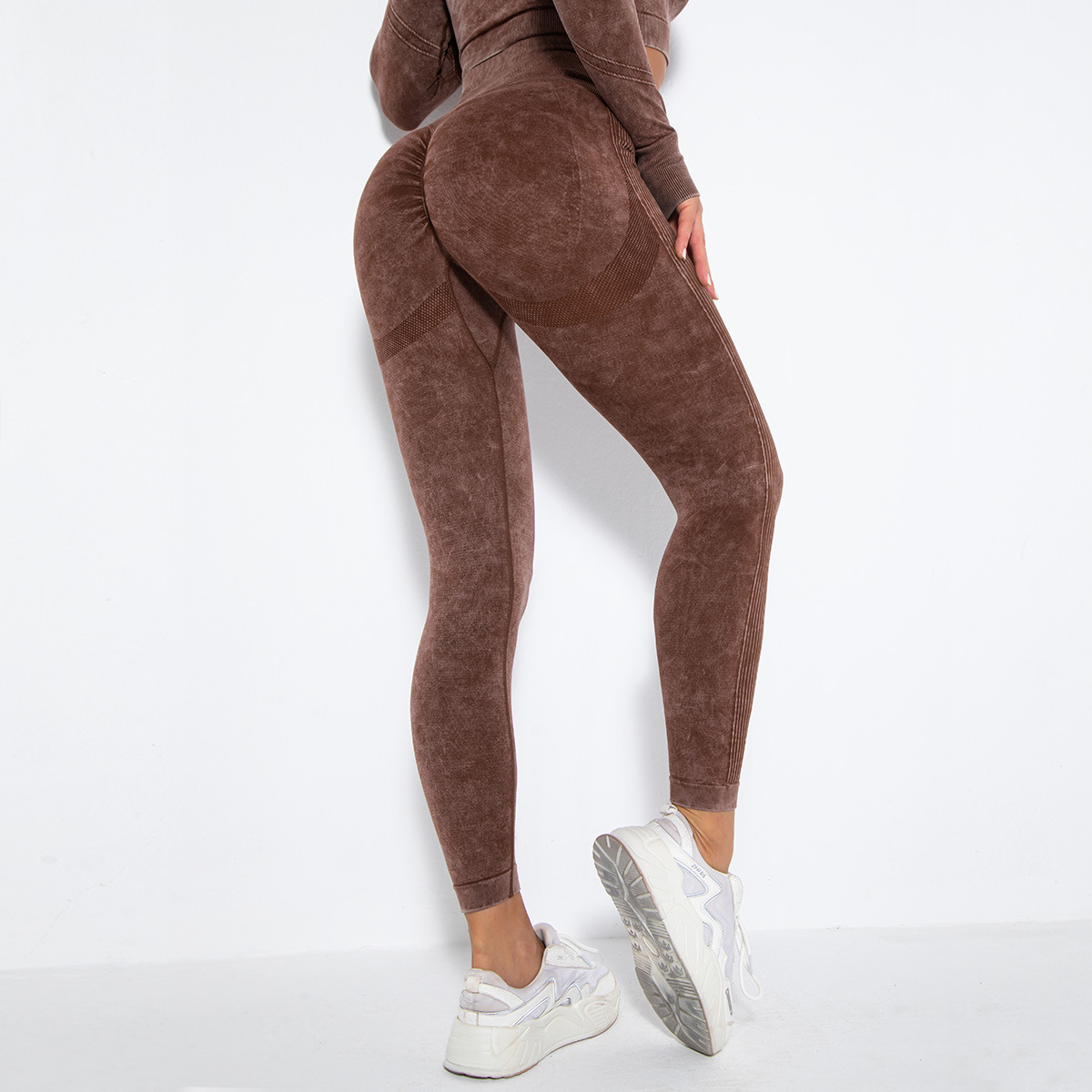 OmHO Conjunto de Yoga sin Costura para Mujer, trajes Deportivos para Fitness, ropa de Gimnasio, Top Short de manga Largo, camisas, Mallas para Corver High, pantalones de entrenamiento