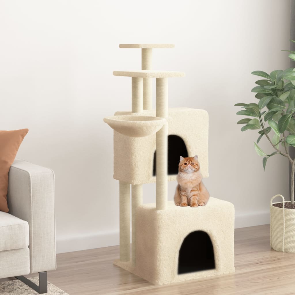 vidaXL Rascador para Gatos con Postes de Sisal Árbol Torre de Escalada Color Crema, Gris claro, Gris oscuro y mas