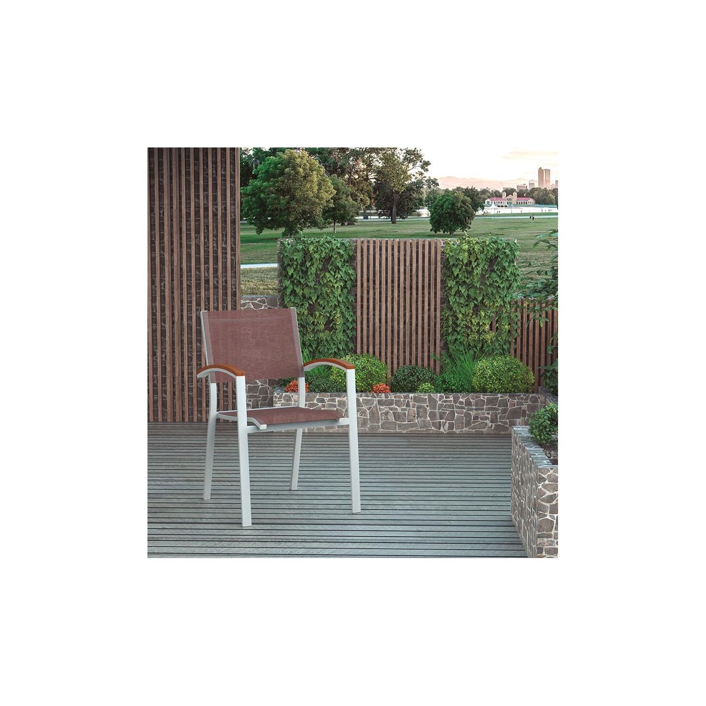 SILLA ALUMINIO TEXTILENE BRAZO MADERA EHLIS DE SUINPLAS DECORACIONES