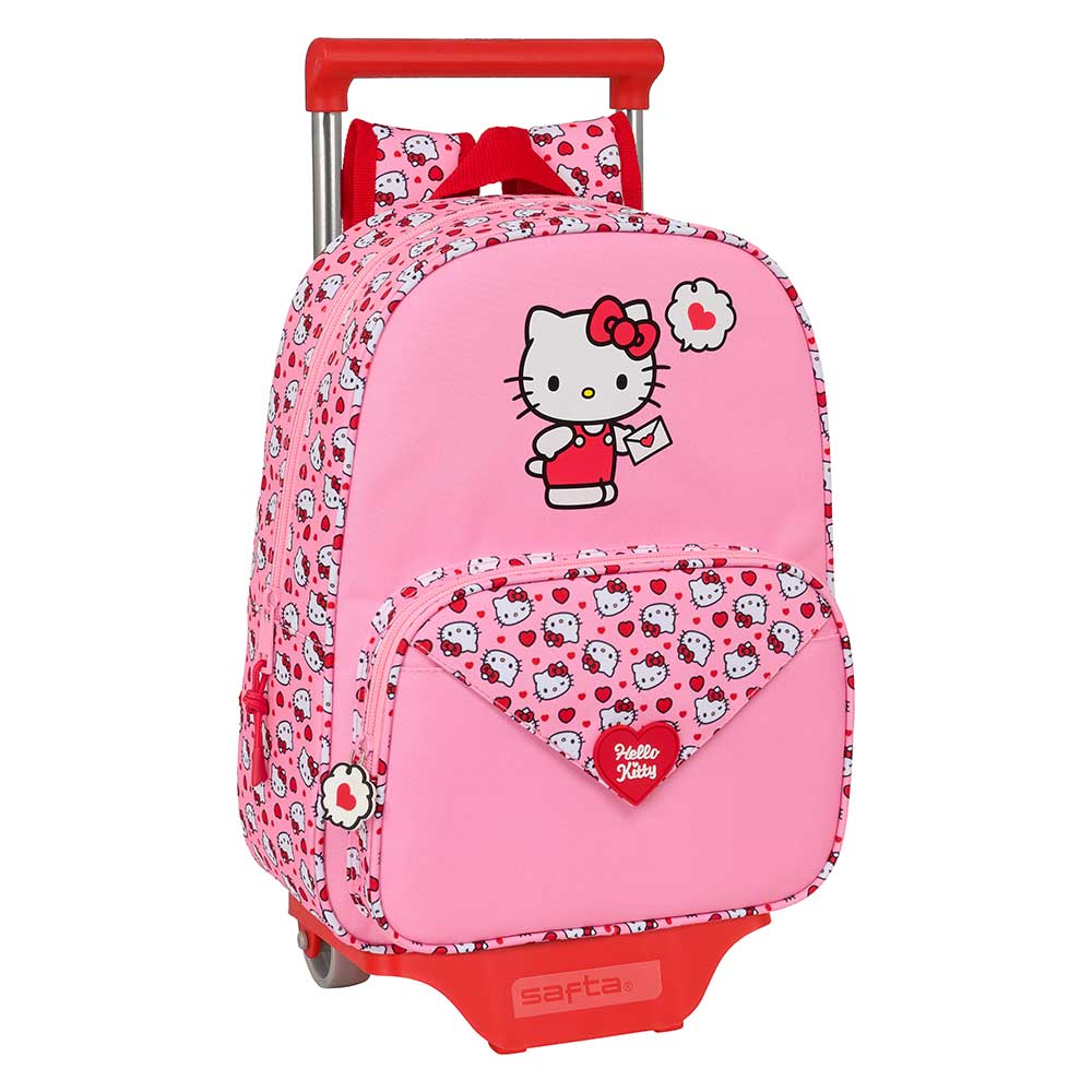 SAFTA | Mochila Escolar Grande con Ruedas Hello Kitty Compact Evolution Extraíble Carro 905 Sistema de Sujeción SAFTA, Hombreras y Espalda Ergonómicas Acolchadas, Bolsillo Frontal y Portabotellas