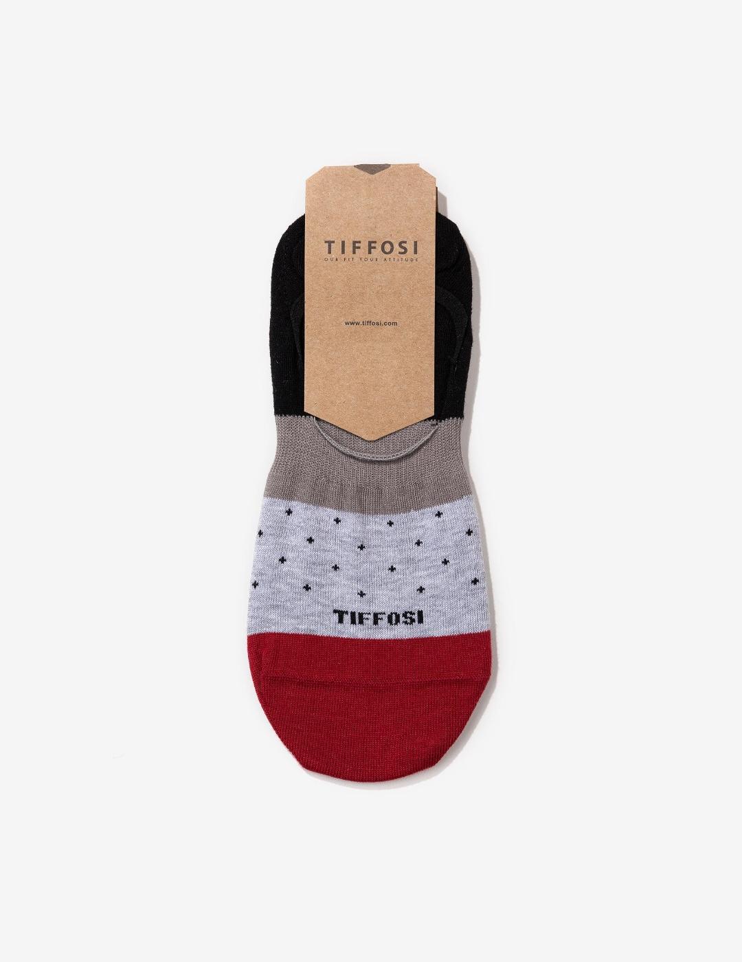 Calcetines Tiffosi Siomon Lunares Gris Rojo Talla 40-46
