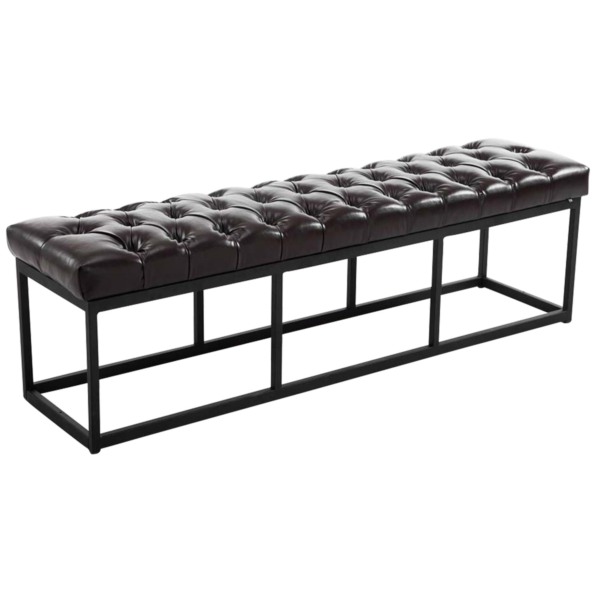 Taburete Pie de Cama Amun Con Base en Negro Marrn,150 cm