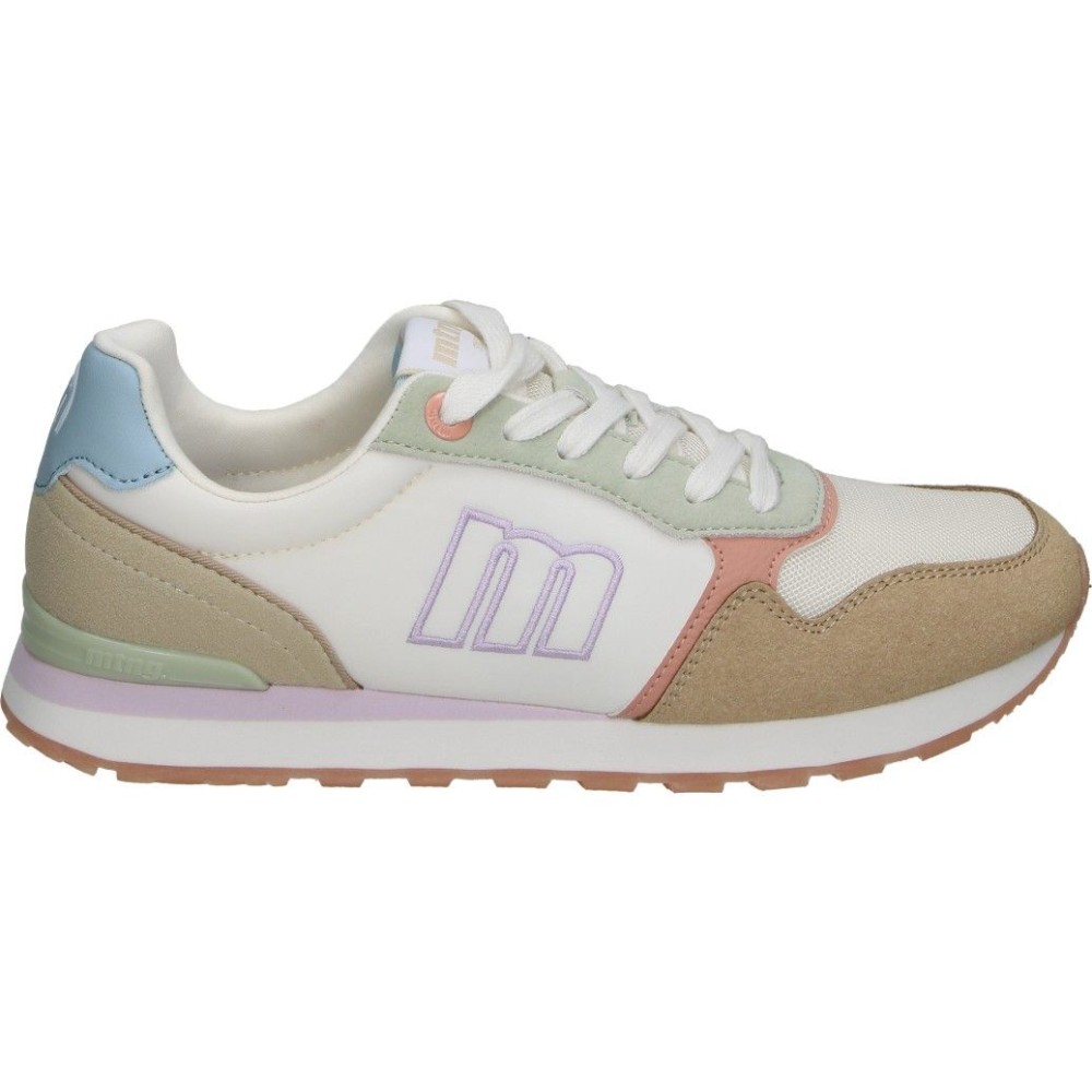 MTNG | Zapatillas Casual Mustang Joggo Classic para Mujer – Deportivas en Color Beige con Detalles Multicolor – Sneakers con Cordones – Plantilla Starfit – Cómodas y Versátiles – Vegan – Modelo 60909