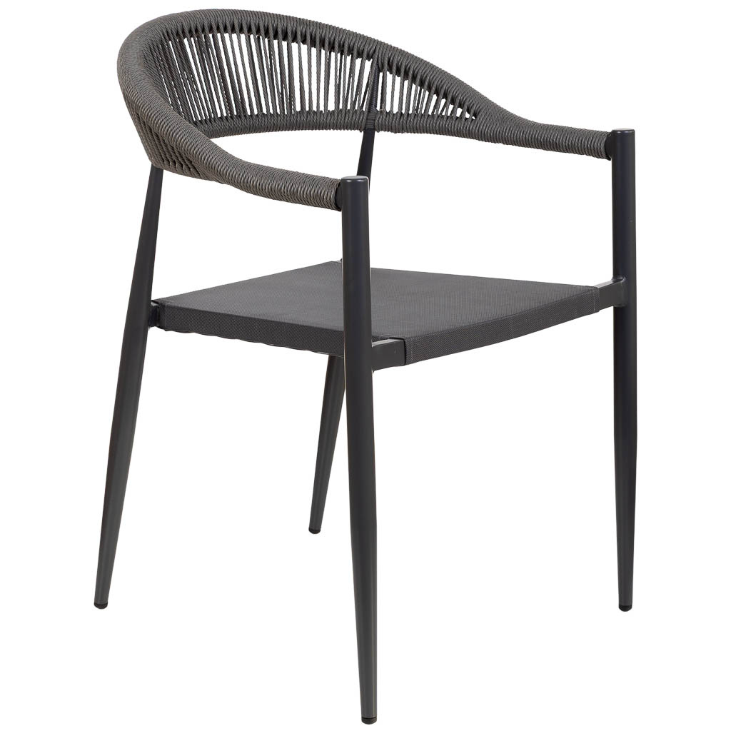 Silla de ratan sintético gris 56x60x78