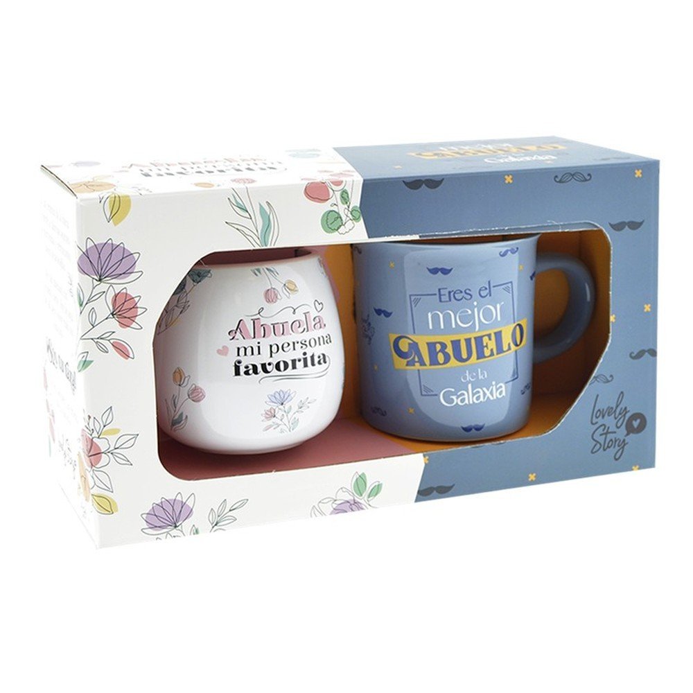 LOVELY SET 2 TAZAS OVAL 400ML ABUELA / ABUELO ABUELA