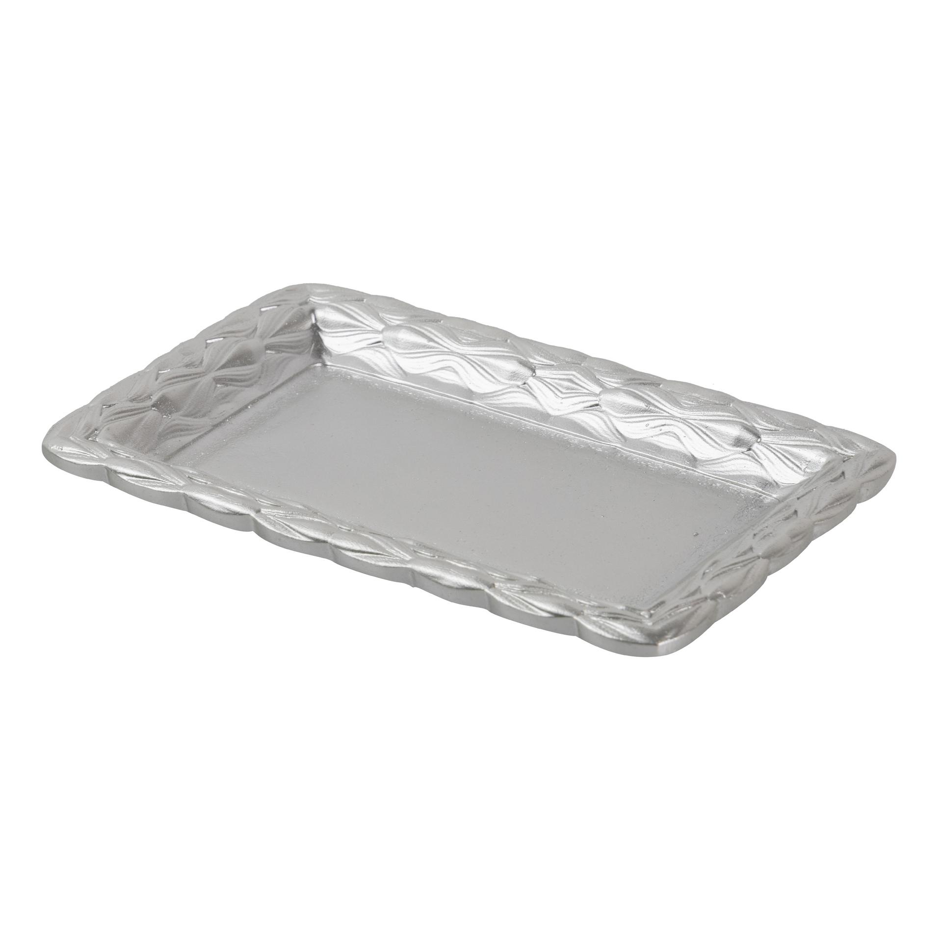 Centro de mesa resina plateada 25x15x3 cm , El mejor complemento para tu hogar.