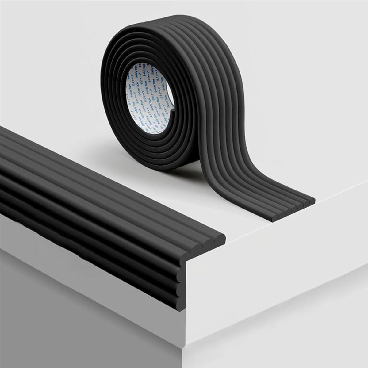 Schuimrubberen randbeschermingsstrip voor tafels, 200 cm x 80 mm x 8 mm, verdikt schuim voor schokabsorptie en veiligheid, met ingebouwde zelfklevende randbeschermingsstrip, geschikt voor tafels en meubels, Zwart.