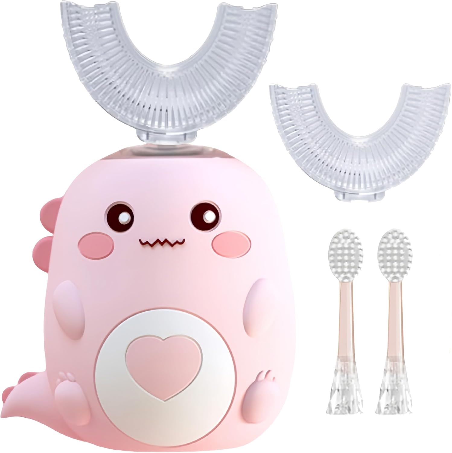 Cepillo de dientes eléctrico en forma de U para niños, viene con 4 cabezales de cepillo, cepillado automático sónico de 360°, 3 modos de limpieza, clasificación de resistencia al agua IPX7