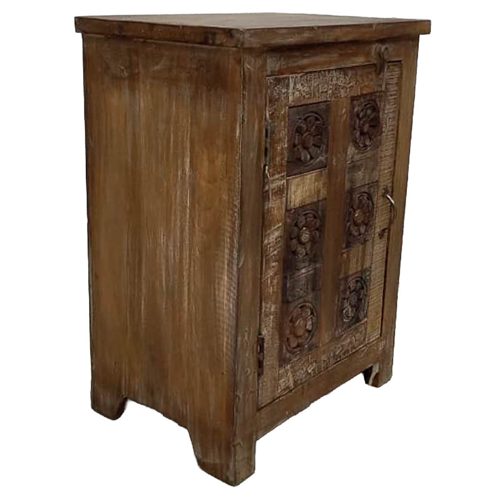Wonderlust Deco - Mesita de noche de madera acabado artesanal marrón 50x36x71h cm Marrón 50x36x71h cm