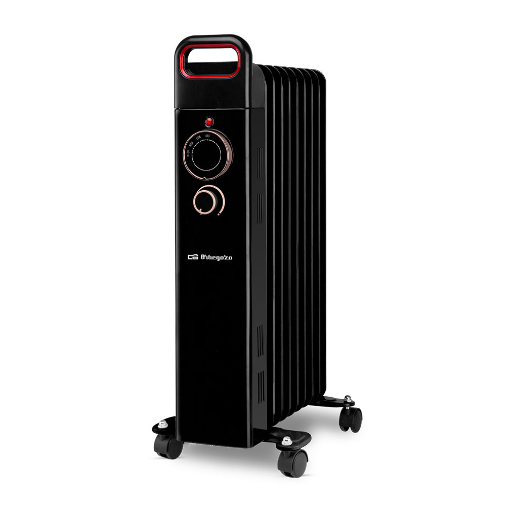 Orbegozo RUN 2000 Radiador – Potencia Máxima 2000W, 9 Elementos Caloríficos, 3 Potencias de Calor, Termostato Regulable, Ruedas Pivotantes y Luces LED