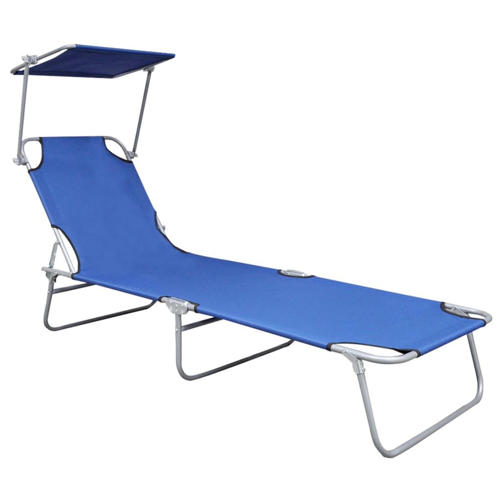 Vidaxl Tumbona Plegable con Toldo Aluminio Azul Claro