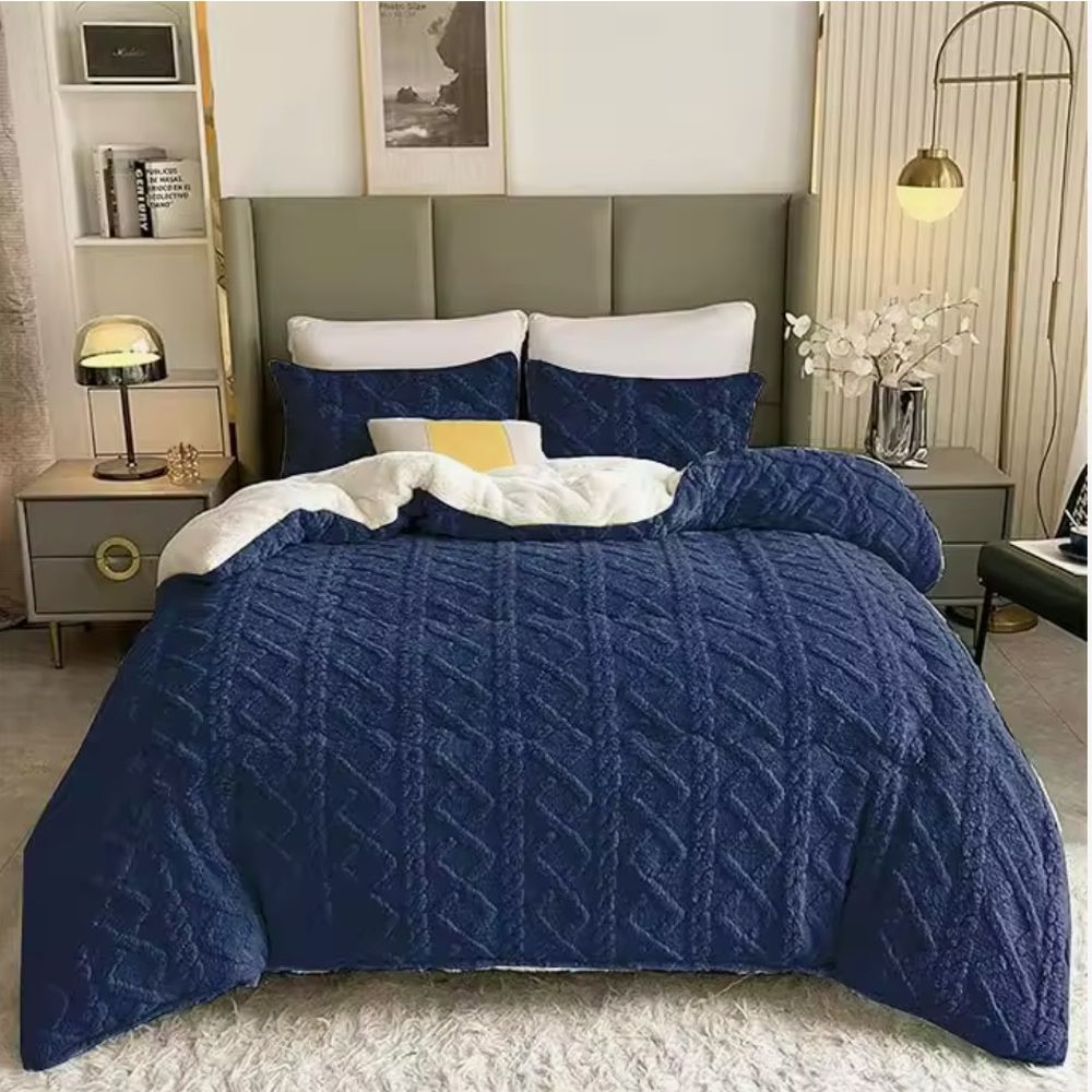 AYU SHOP Edredón Borrego 180 x 260c m/240 x 260 cm para Cama Individual o Matrimonio con funda para almohada, Edredón Nódico Invierno Cálido y Suave con Relleno de Micro Fibra Poliéster, Edredón Reversible Franela y Sherpa