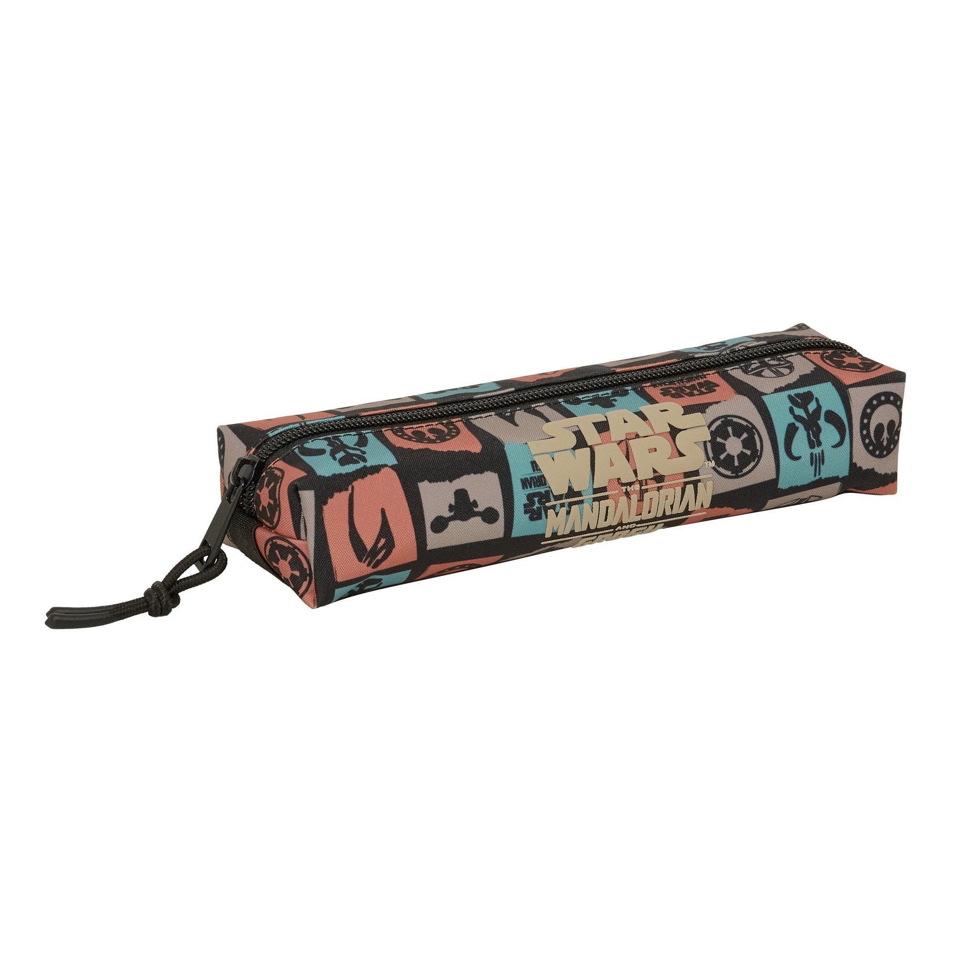 SAFTA | Estuche Portatodo Rectangular The Mandalorian & Grogu para Niño y Niña, 1 Compartimento con Cremallera y Goma Elástica para Acoplar a Cuaderno o Carpeta, Vuelta al Cole, Ideal para Colegio