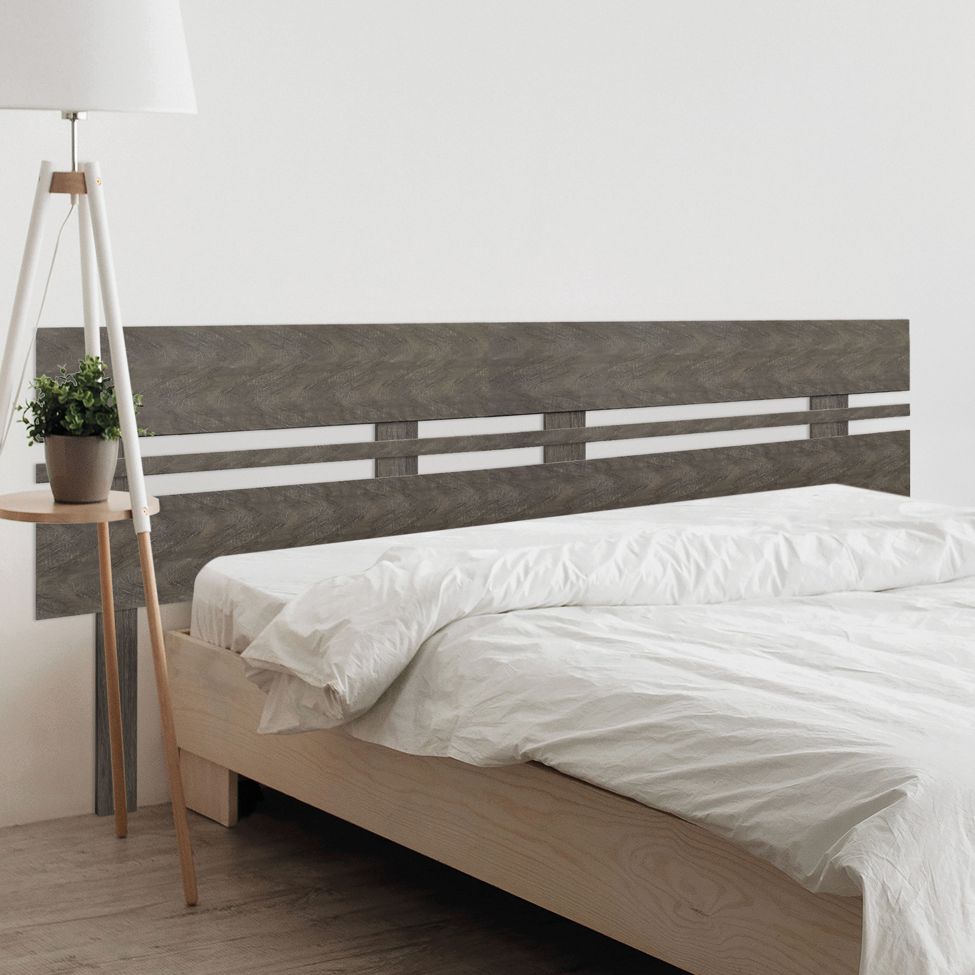 DHOME Cabecero de Madera reciclada DM Horizontal Ancho Dual con Patas Cama Palets Herrajes incluidos