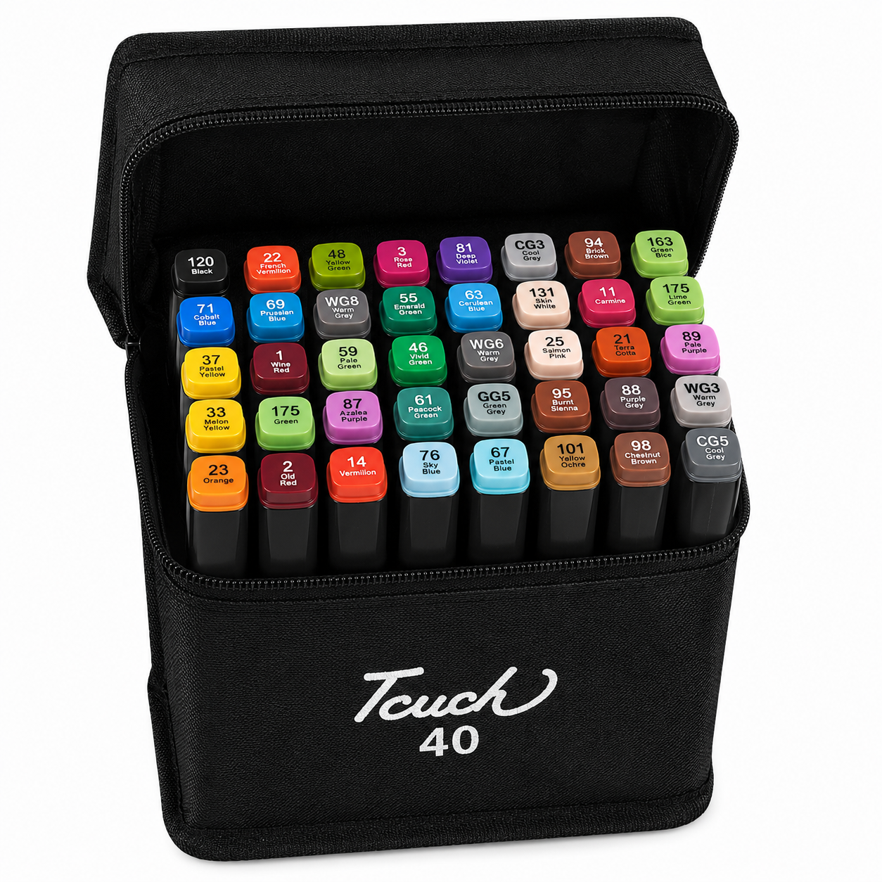 Touch - set 40 Rotuladores de doble punta con tinta de alcohol para ilustración y manga, set de 40 colores profesionales con punta fina y biselada