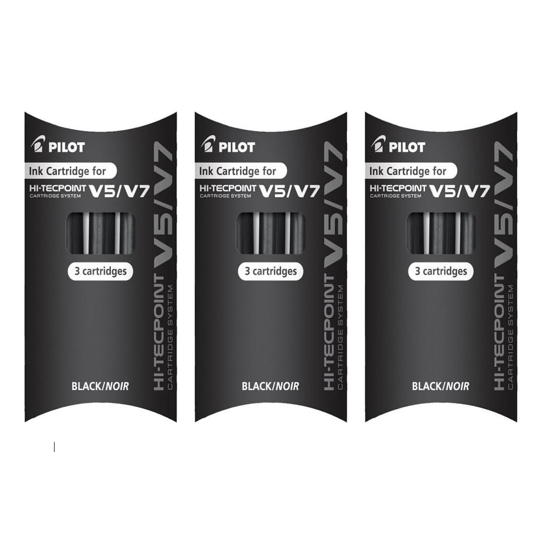 PILOT V5 REFILL BLISTER- 9 cartuchos recargables V5/V7, color negro