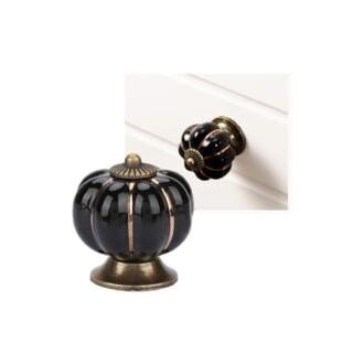 CA Juego de 10 pomos de puerta de cerámica vintage con forma de calabaza de Sollbry, color negro